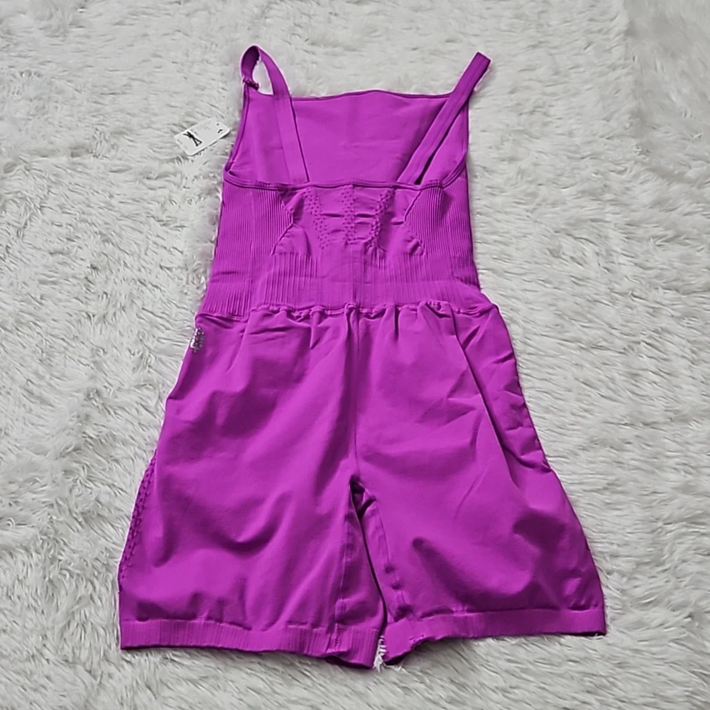 Free People Good Karma High Neck Runsie Neon Magenta. - Picture 3 of 13